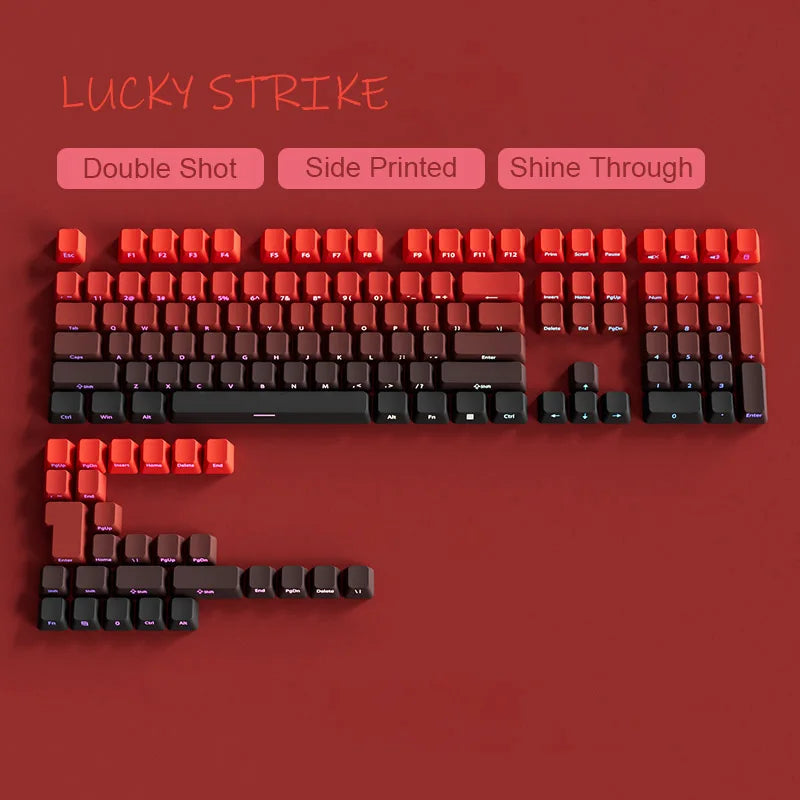 Red & Black Gradient Keycaps – 135 Keys