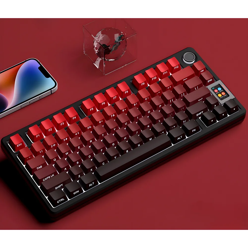 Red & Black Gradient Keycaps – 135 Keys