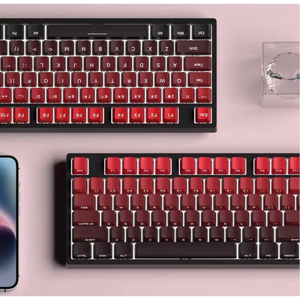 Red & Black Gradient Keycaps – 135 Keys