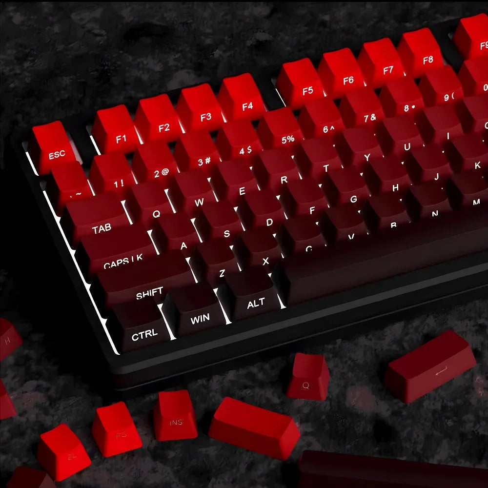 Red & Black Gradient Keycaps – 135 Keys