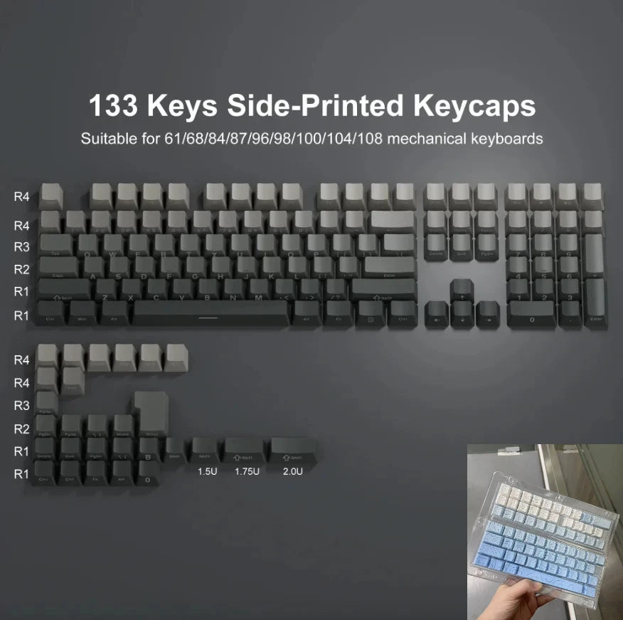 Red & Black Gradient Keycaps – 135 Keys