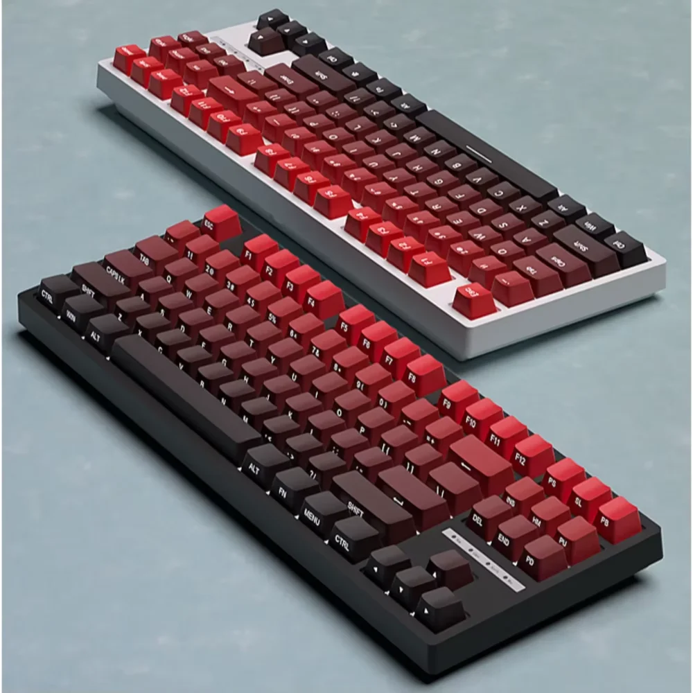 Red & Black Gradient Keycaps – 135 Keys