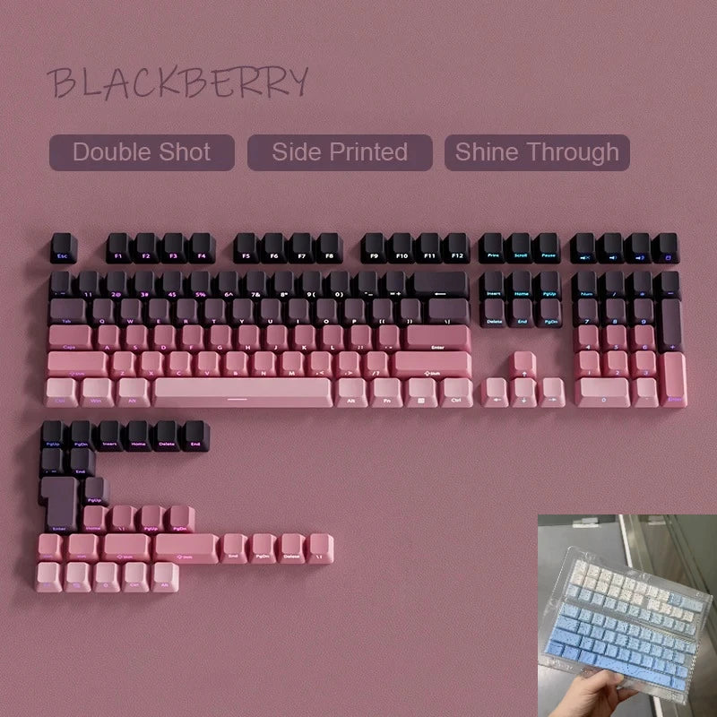 Red & Black Gradient Keycaps – 135 Keys