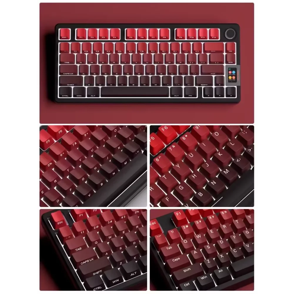 Red & Black Gradient Keycaps – 135 Keys