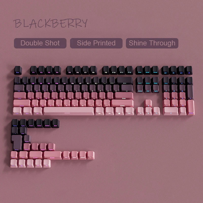 Red & Black Gradient Keycaps – 135 Keys