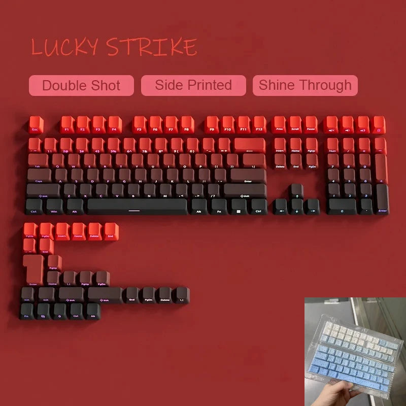 Red & Black Gradient Keycaps – 135 Keys